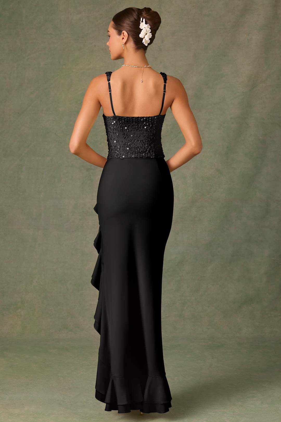 BELLA™ | ABITO CORSETTO EN SATIN CON VOLANT 