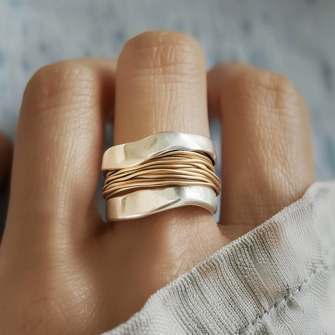 Luna™ | Anello Filo Dorato Argento 
