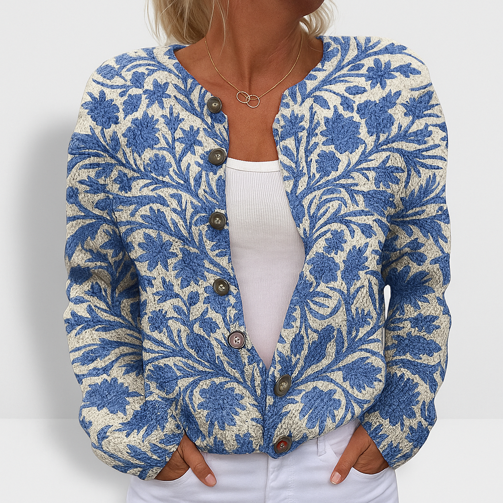 Aline | Cardigan à Maglia Floreale da Donna | Vestibilité polyvalente