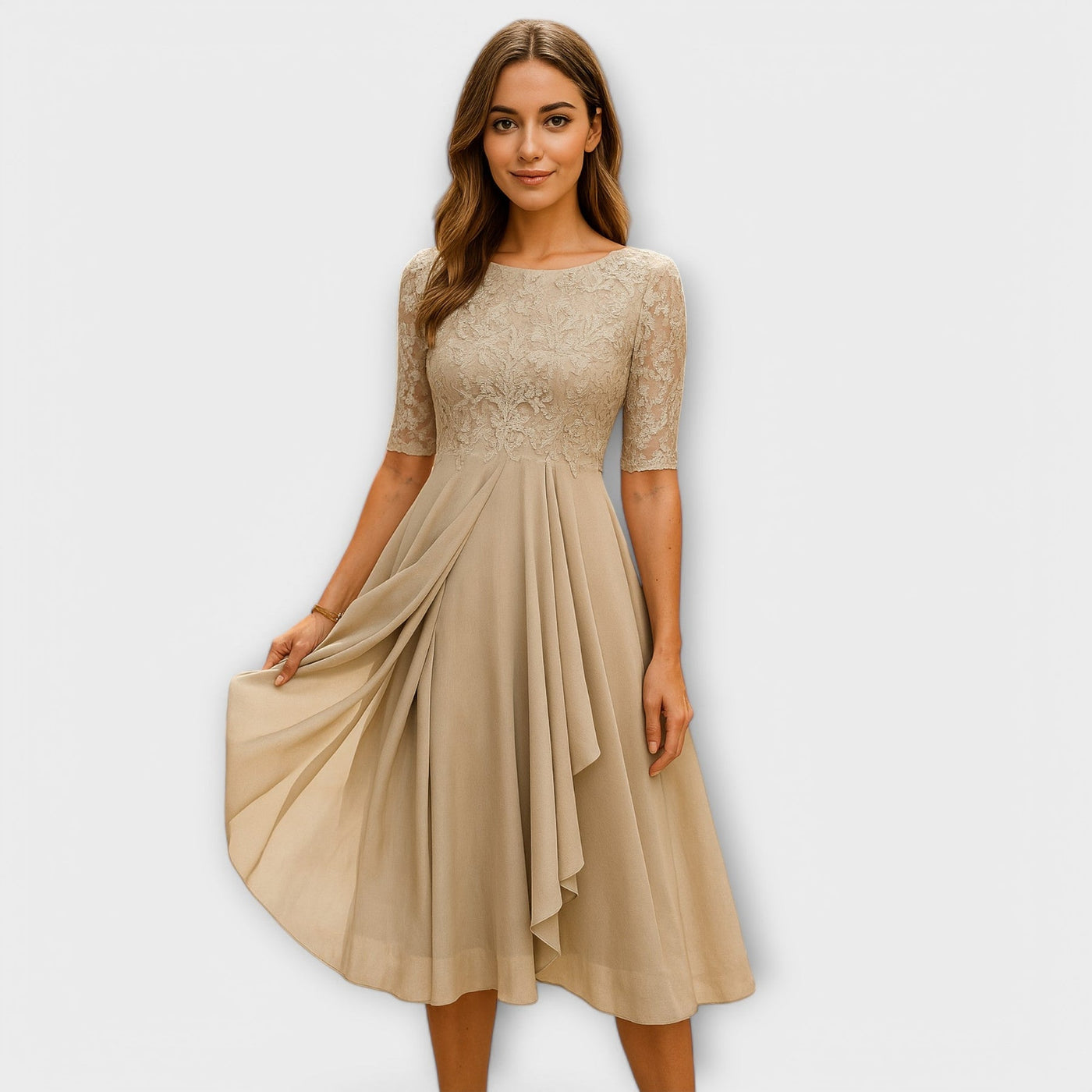 Marthe | Vestito Midi con Maniche à Pizzo