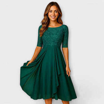 Marthe | Vestito Midi con Maniche à Pizzo