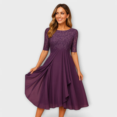 Marthe | Vestito Midi con Maniche à Pizzo