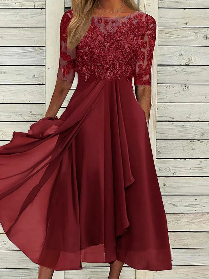 Taryn® | Robe mi-longue élégante en dentelle 