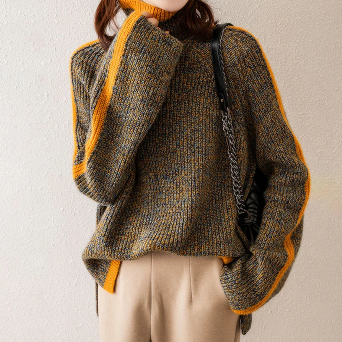 Pull Lada Col Roulé En Maglia &amp; Cachemire