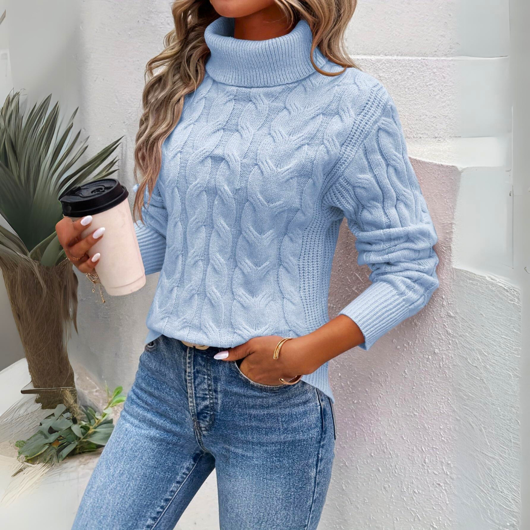 Maglione Collo Alto Caldo In Cotone Per Donne