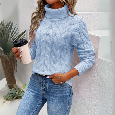 Maglione Collo Alto Caldo In Cotone Per Donne