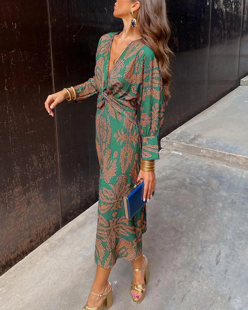 Dineke - Robe élégante à manches longues et imprimé floral