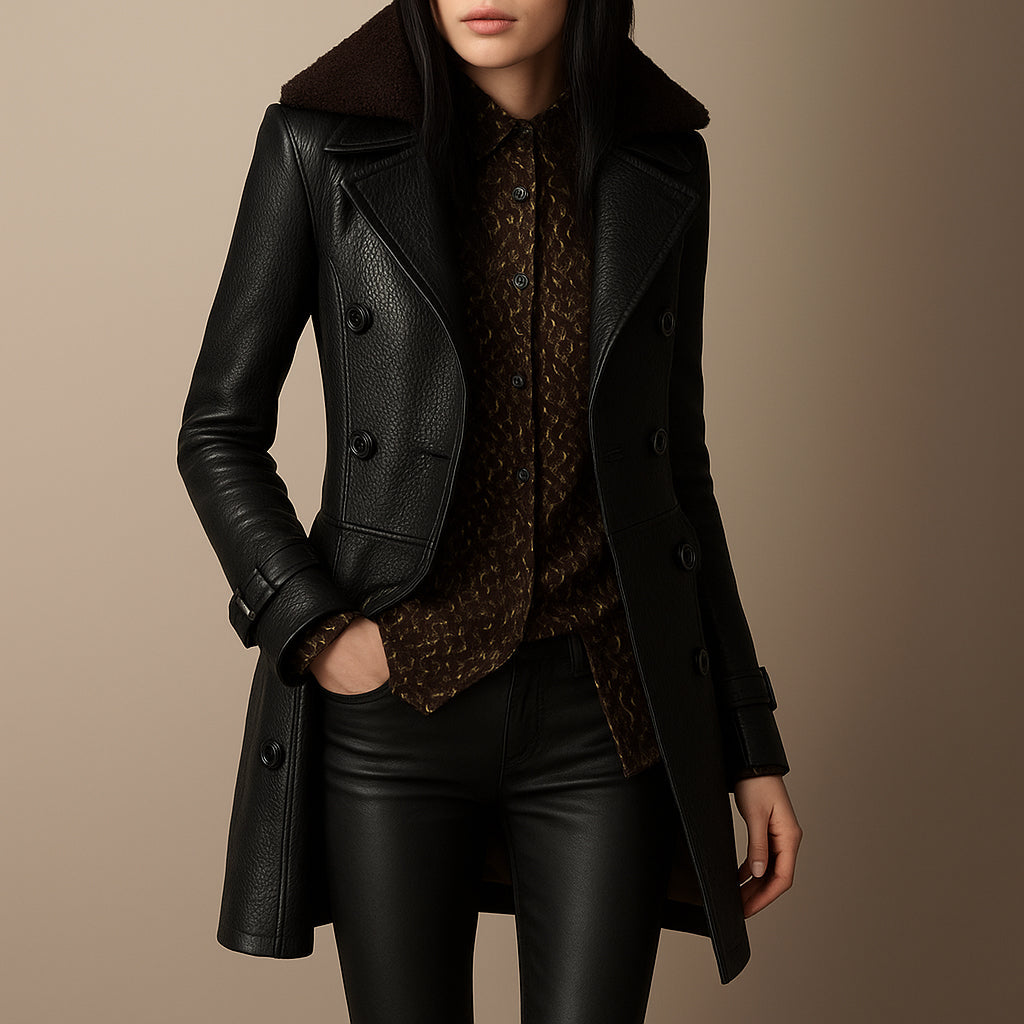 Mayas | Cappotto Elegante à Pelle per Donne | Senza Tempo et polyvalent