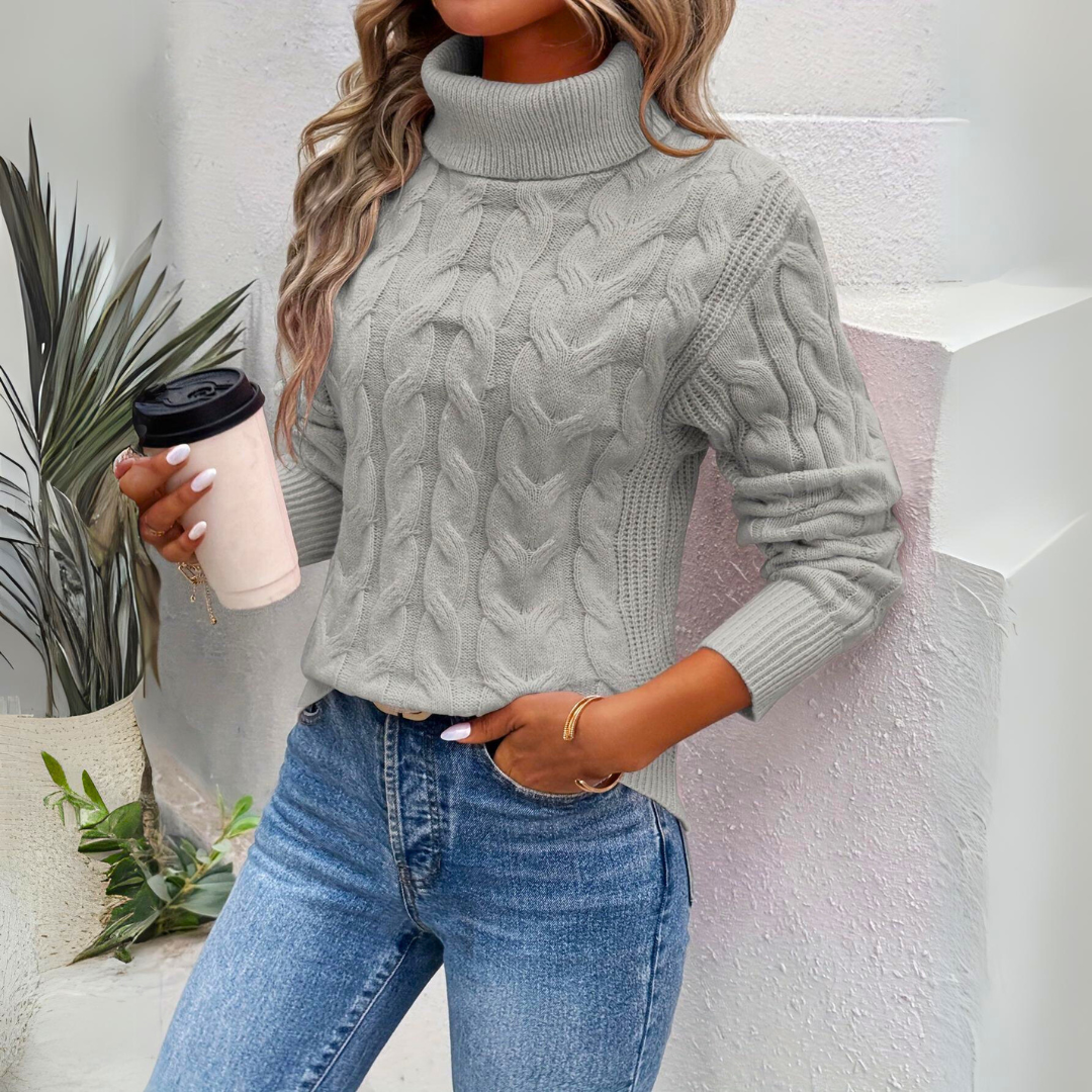 Maglione Collo Alto Caldo In Cotone Per Donne