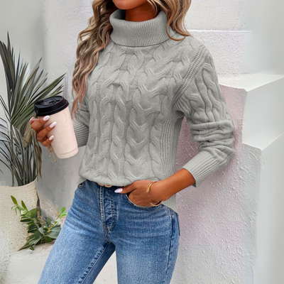 Maglione Collo Alto Caldo In Cotone Per Donne