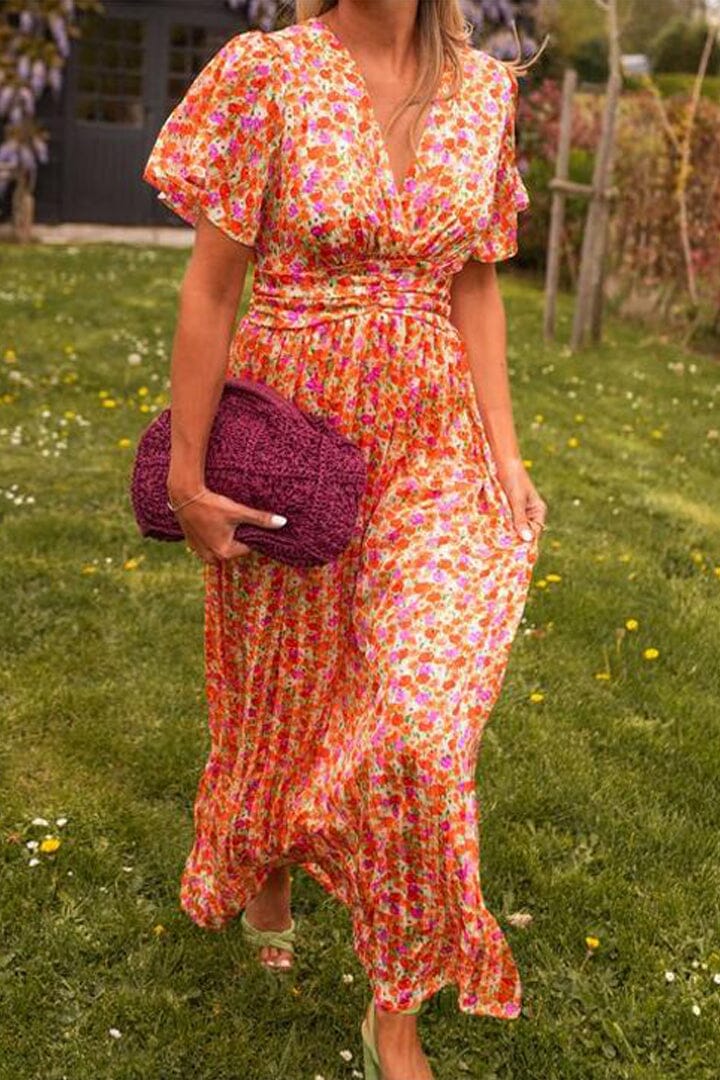 Robe longue élégante à col en V Sandra