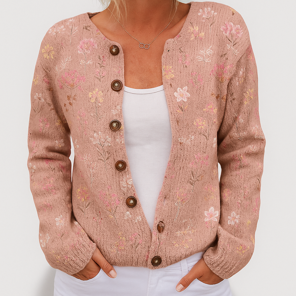 Aline | Cardigan à Maglia Floreale da Donna | Vestibilité polyvalente