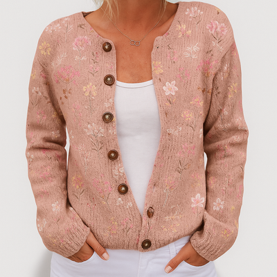 Aline | Cardigan à Maglia Floreale da Donna | Vestibilité polyvalente
