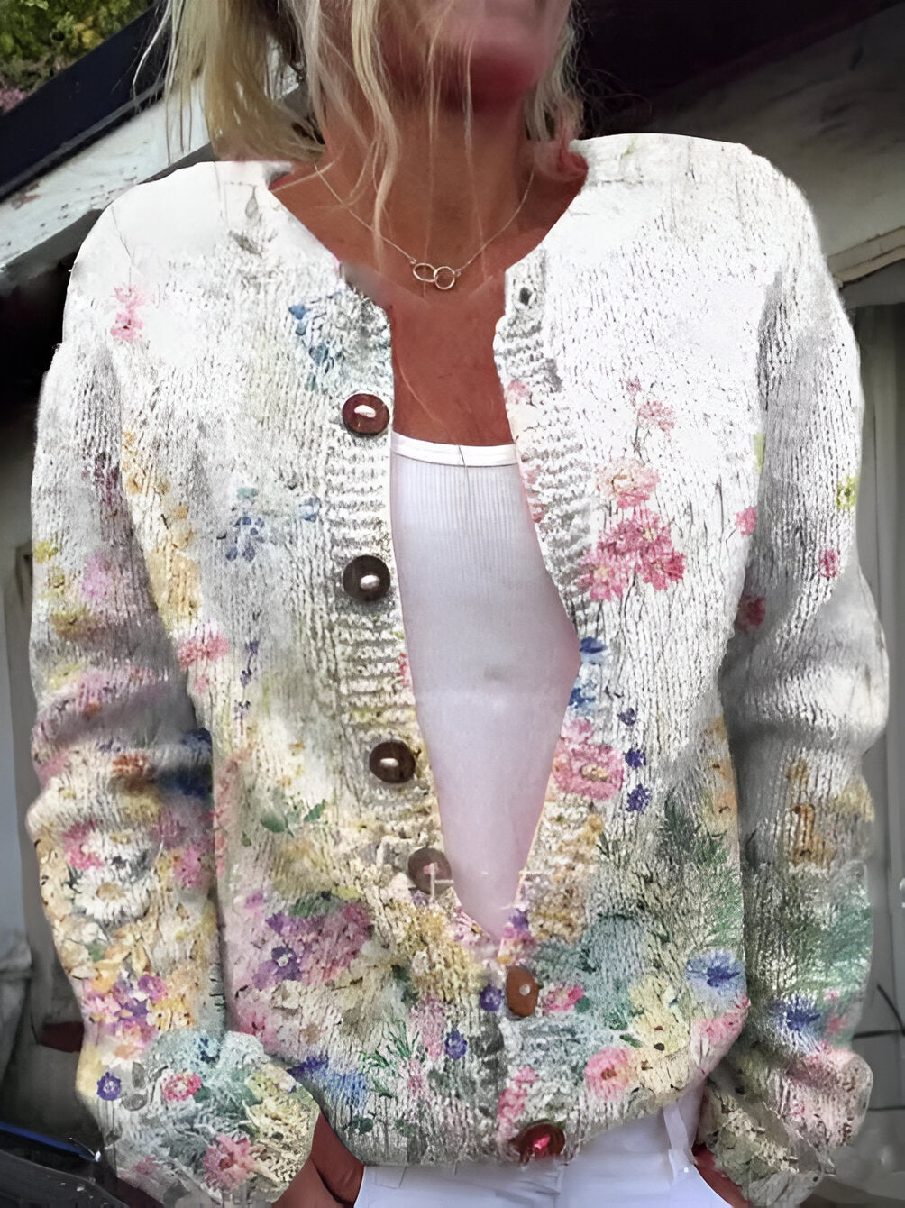 Barbara | Cardigan en Maglia Floreale di Lusso 