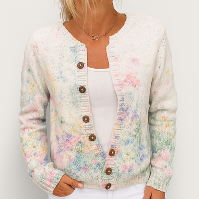 Aline | Cardigan à Maglia Floreale da Donna | Vestibilité polyvalente
