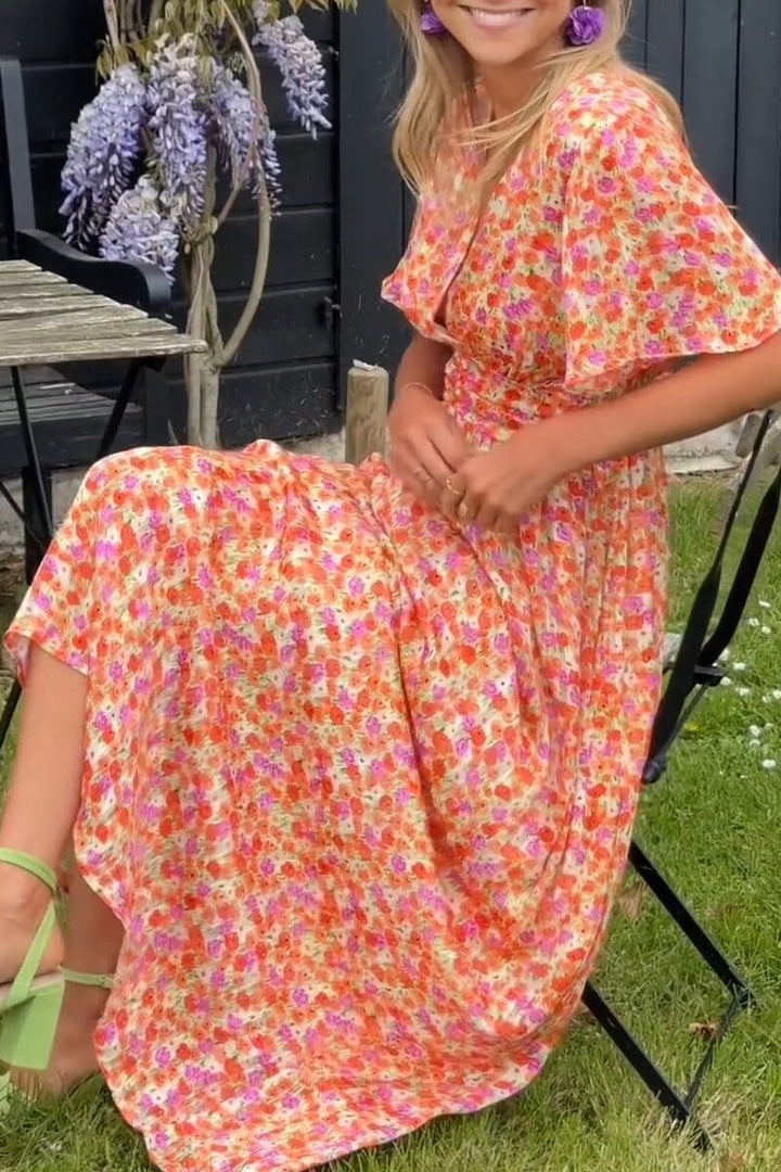 Robe longue élégante à col en V Sandra