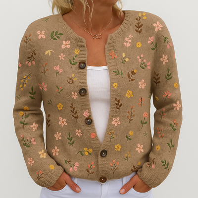Aline | Cardigan à Maglia Floreale da Donna | Vestibilité polyvalente