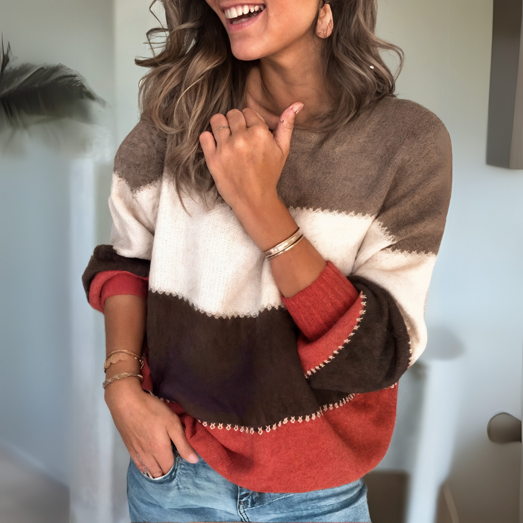 Anthéa | Maglione a blockchi di colore per donna | Vestibilità rilassata