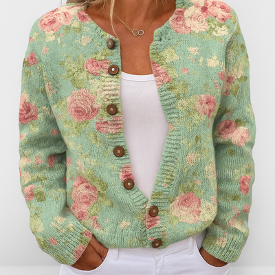 Aline | Cardigan à Maglia Floreale da Donna | Vestibilité polyvalente