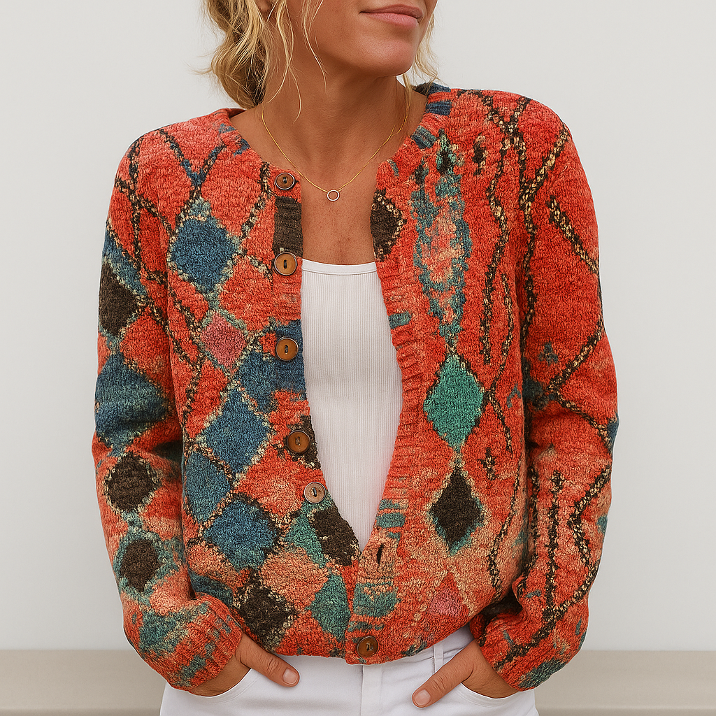 Aline | Cardigan à Maglia Floreale da Donna | Vestibilité polyvalente