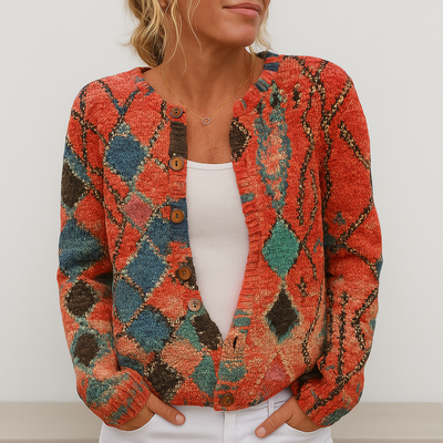 Aline | Cardigan à Maglia Floreale da Donna | Vestibilité polyvalente
