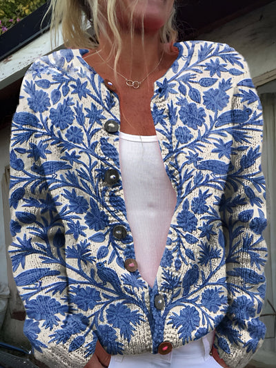 Barbara | Cardigan en Maglia Floreale di Lusso 