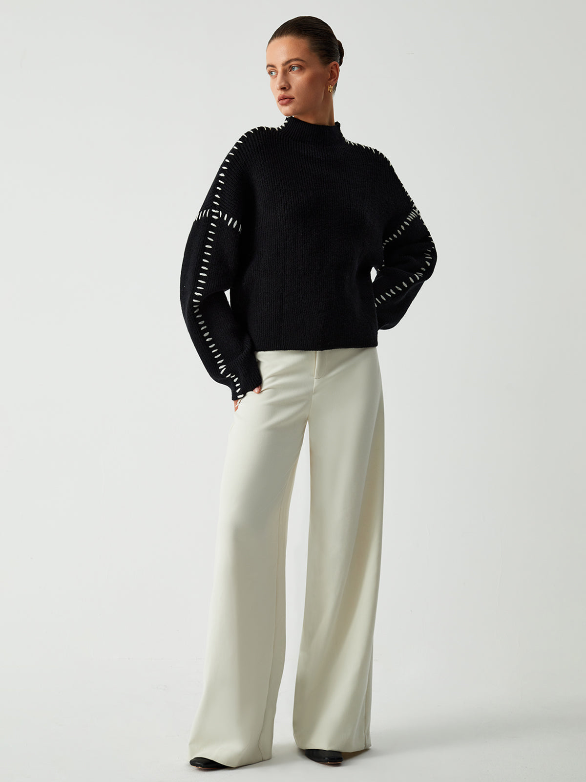 Maglione Col Roulé Con Dettagli Cuciti