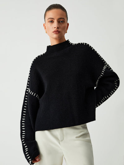 Maglione Col Roulé Con Dettagli Cuciti