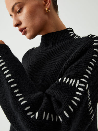 Maglione Col Roulé Con Dettagli Cuciti