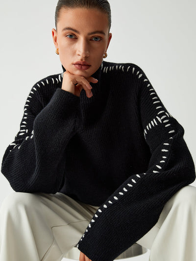 Maglione Col Roulé Con Dettagli Cuciti