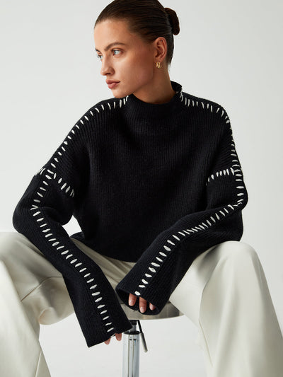 Maglione Col Roulé Con Dettagli Cuciti