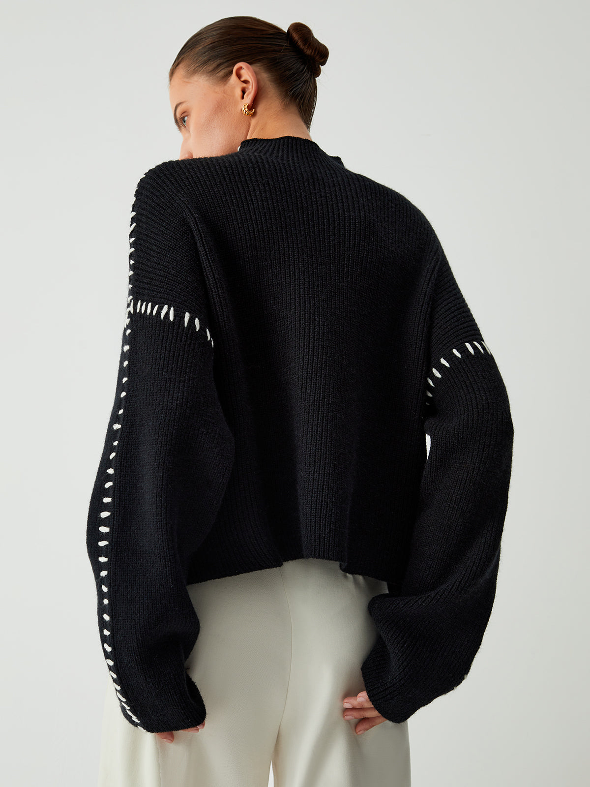 Maglione Col Roulé Con Dettagli Cuciti