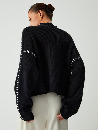 Maglione Col Roulé Con Dettagli Cuciti