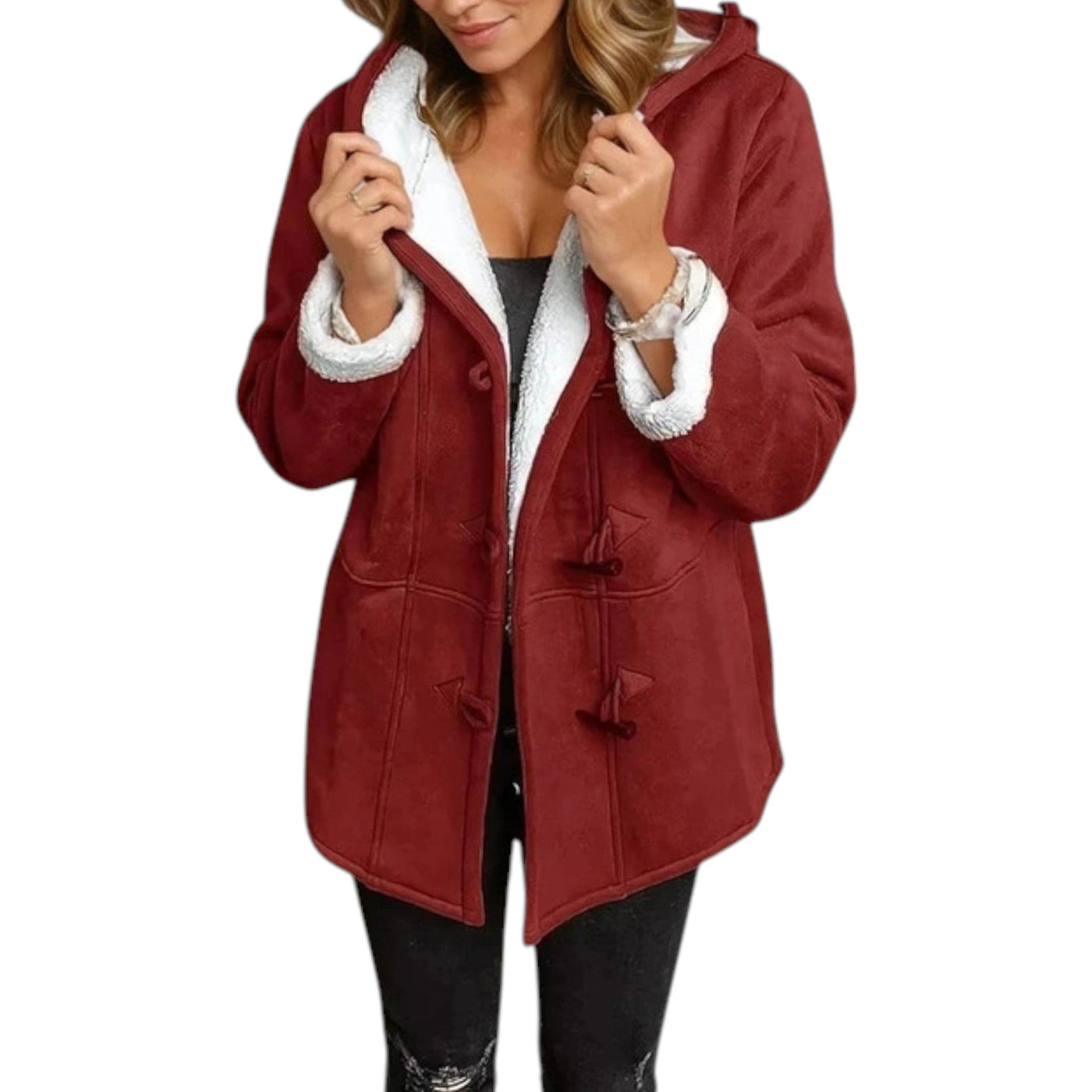 Claudine - Cappotto Peloso avec Cappuccio Chic