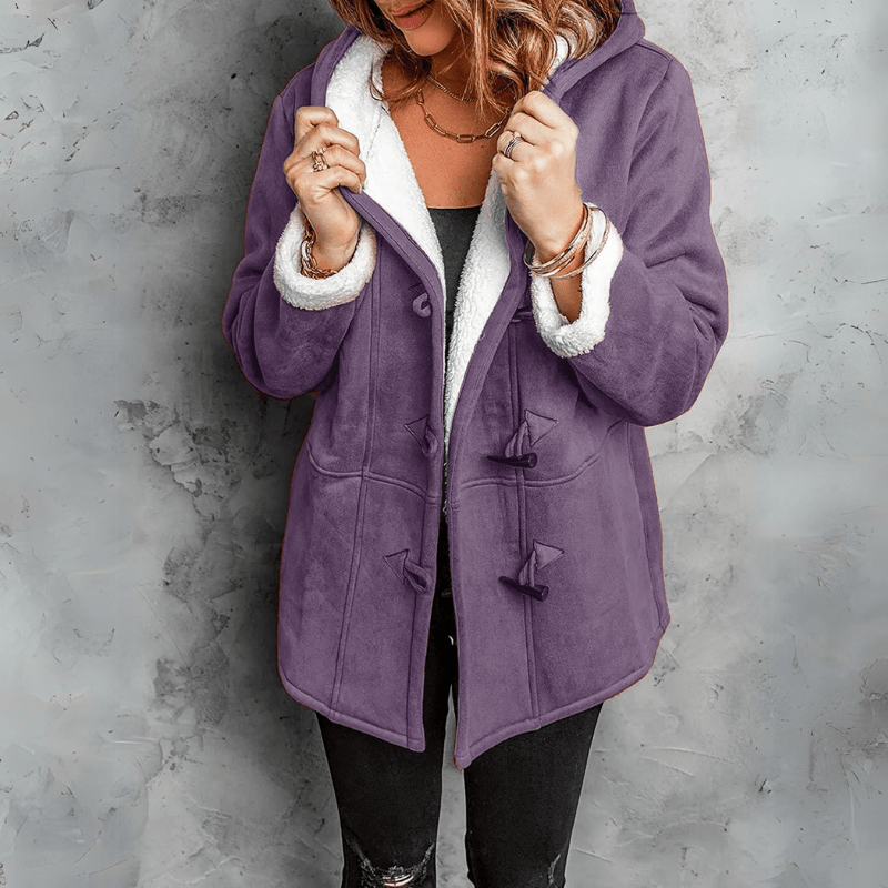 Claudine - Cappotto Peloso avec Cappuccio Chic