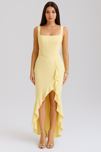 BELLA™ | ABITO CORSETTO EN SATIN CON VOLANT 