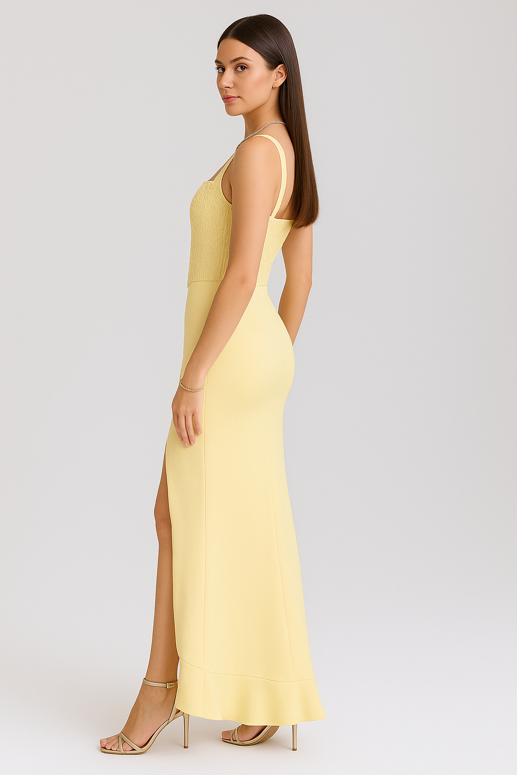 BELLA™ | ABITO CORSETTO EN SATIN CON VOLANT 
