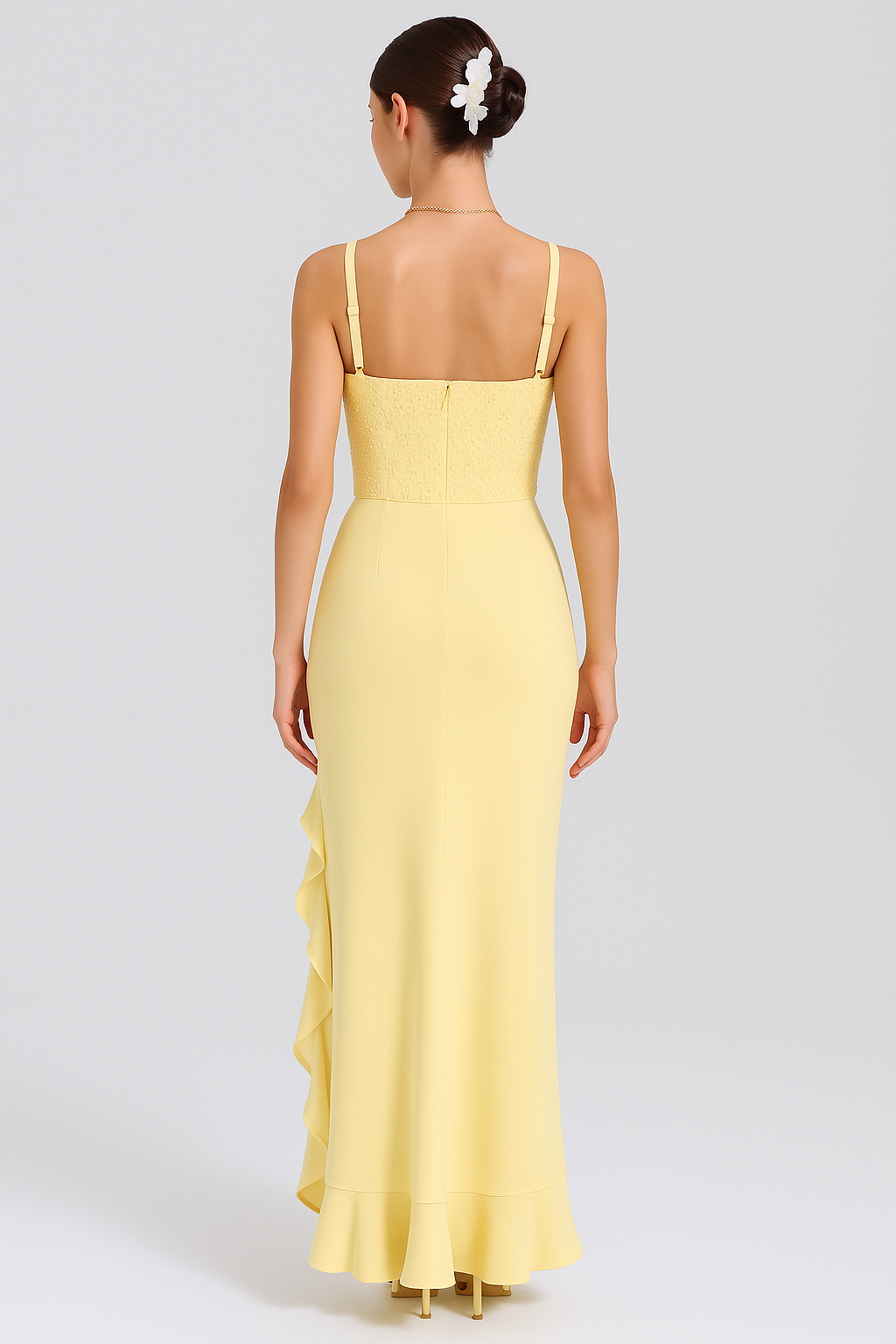 BELLA™ | ABITO CORSETTO EN SATIN CON VOLANT 
