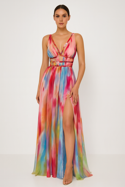 Lucie™ | Abito Maxi avec Stampa Acquerello