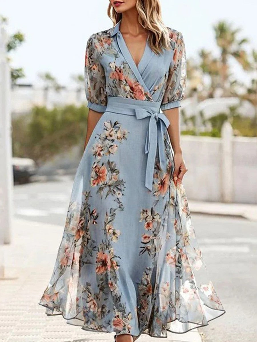 ELLAN | ABITO MIDI FLOREALE CON SCOLLO AV POUR UN CONFORT ÉLÉGANTE
