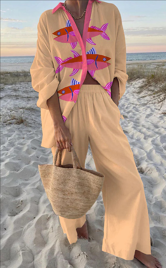 Chiara™ | Completo Rosa avec Stampa di Pesci 