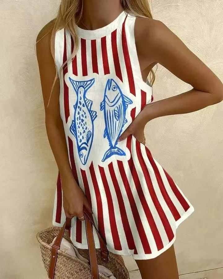 Luna™ | Mini-robe avec Stampa Pesci