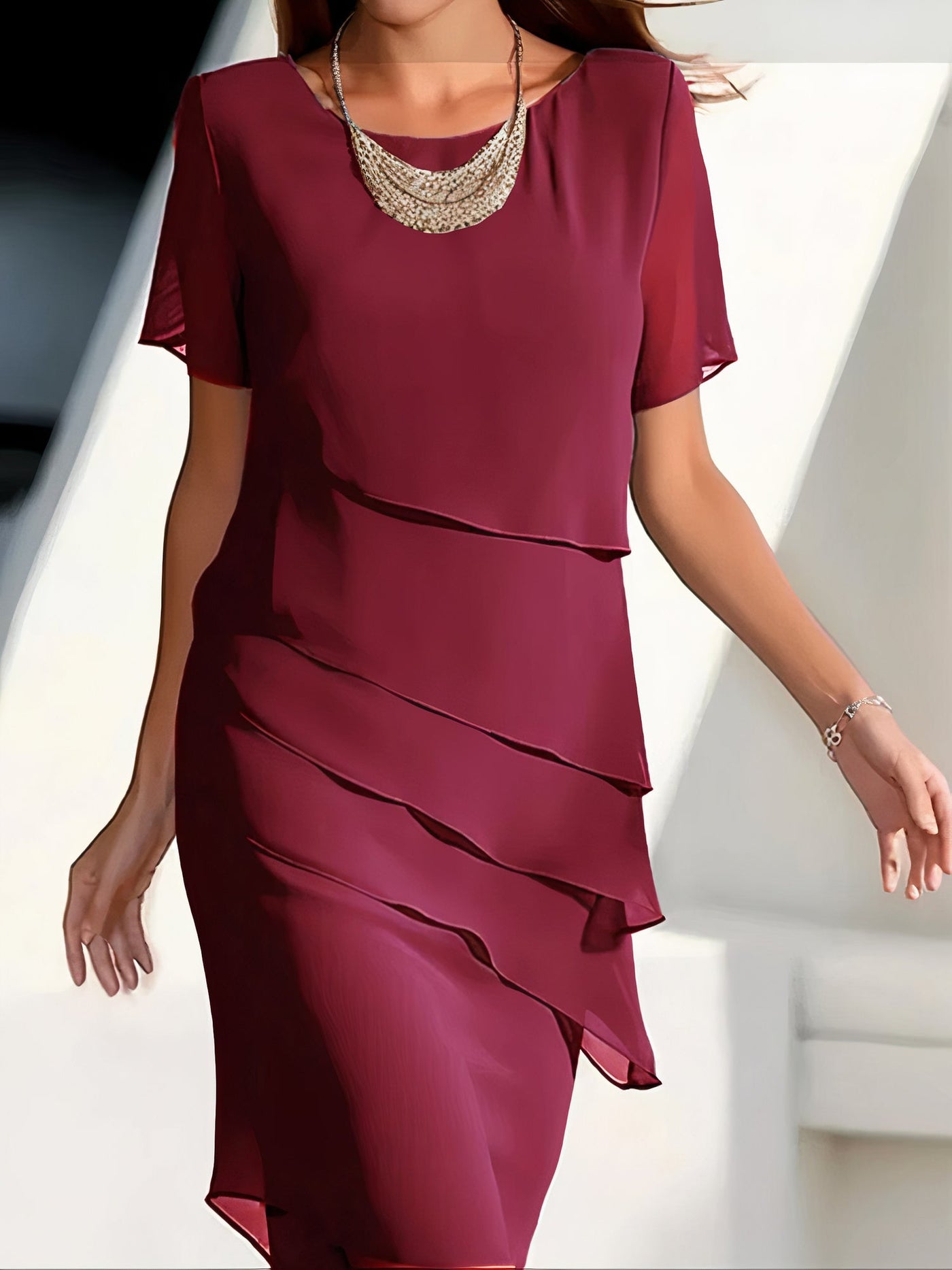 Robe plissée en mousseline de soie