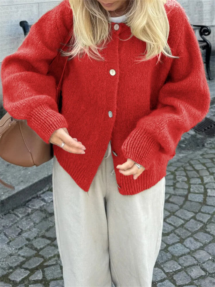 Amédée | Cardigan Fuzzy en Maglia con Bottoni per Donna