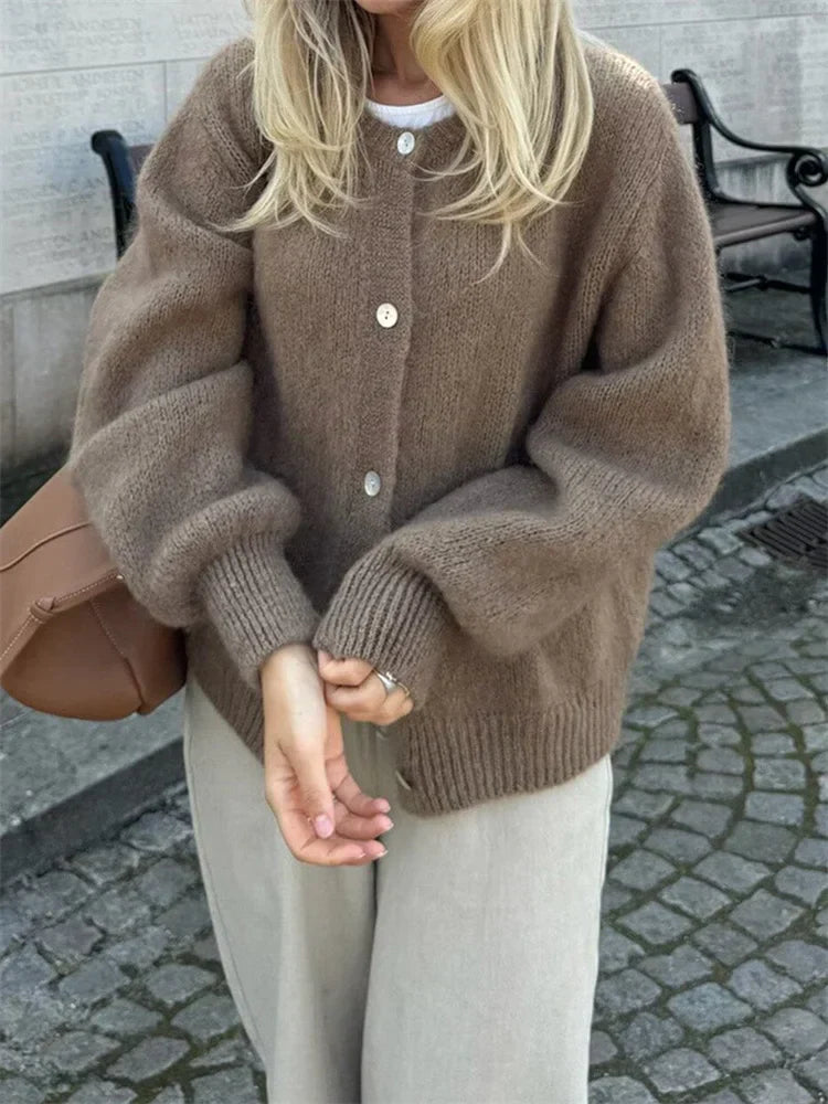 Amédée | Cardigan Fuzzy en Maglia con Bottoni per Donna