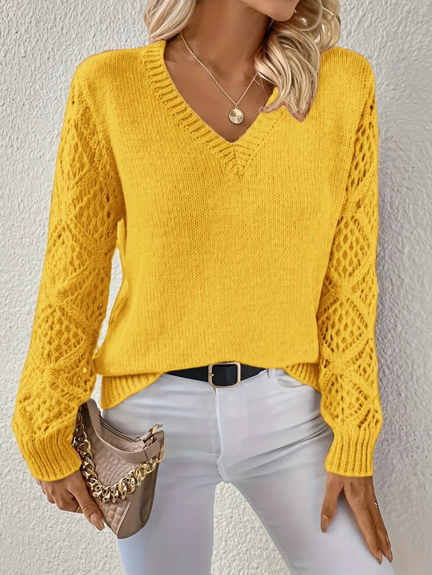 Éloïse™ | Maglione Casual avec Collo a V à Maglia