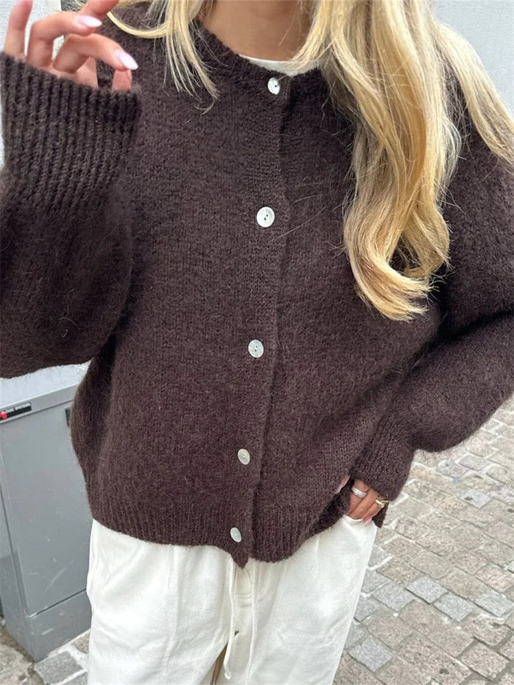 Amédée | Cardigan Fuzzy en Maglia con Bottoni per Donna