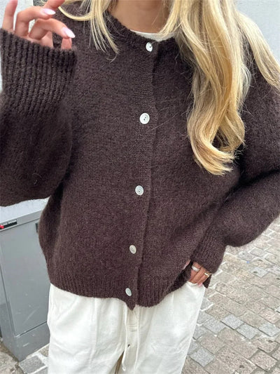 Amédée | Cardigan Fuzzy en Maglia con Bottoni per Donna
