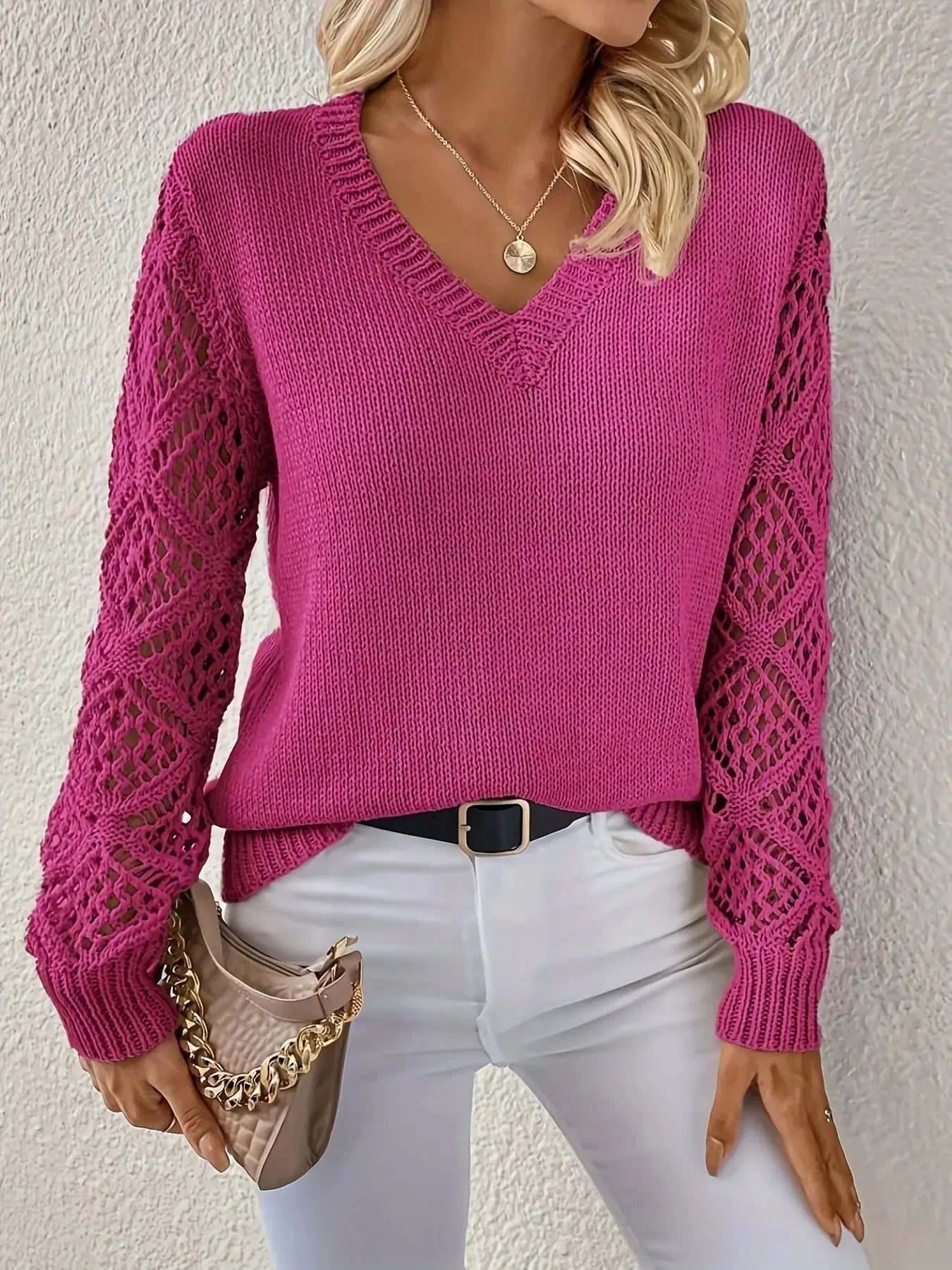 Éloïse™ | Maglione Casual avec Collo a V à Maglia