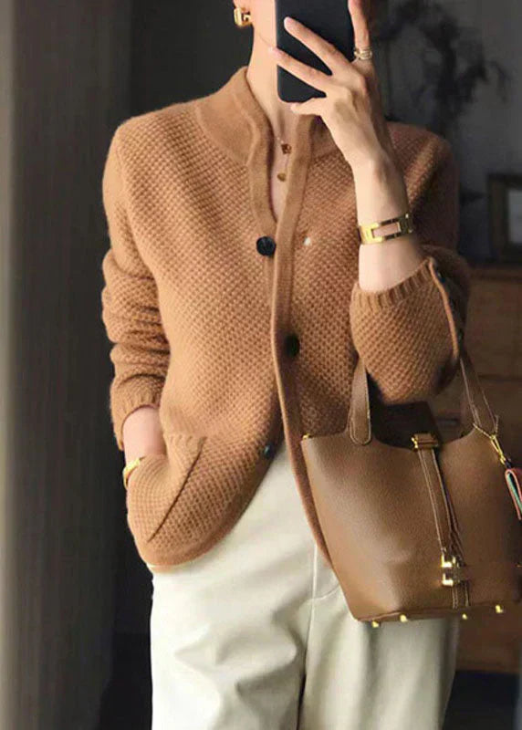 LARISSA - CARDIGAN EN CACHEMIRE CON COLLO ALTO